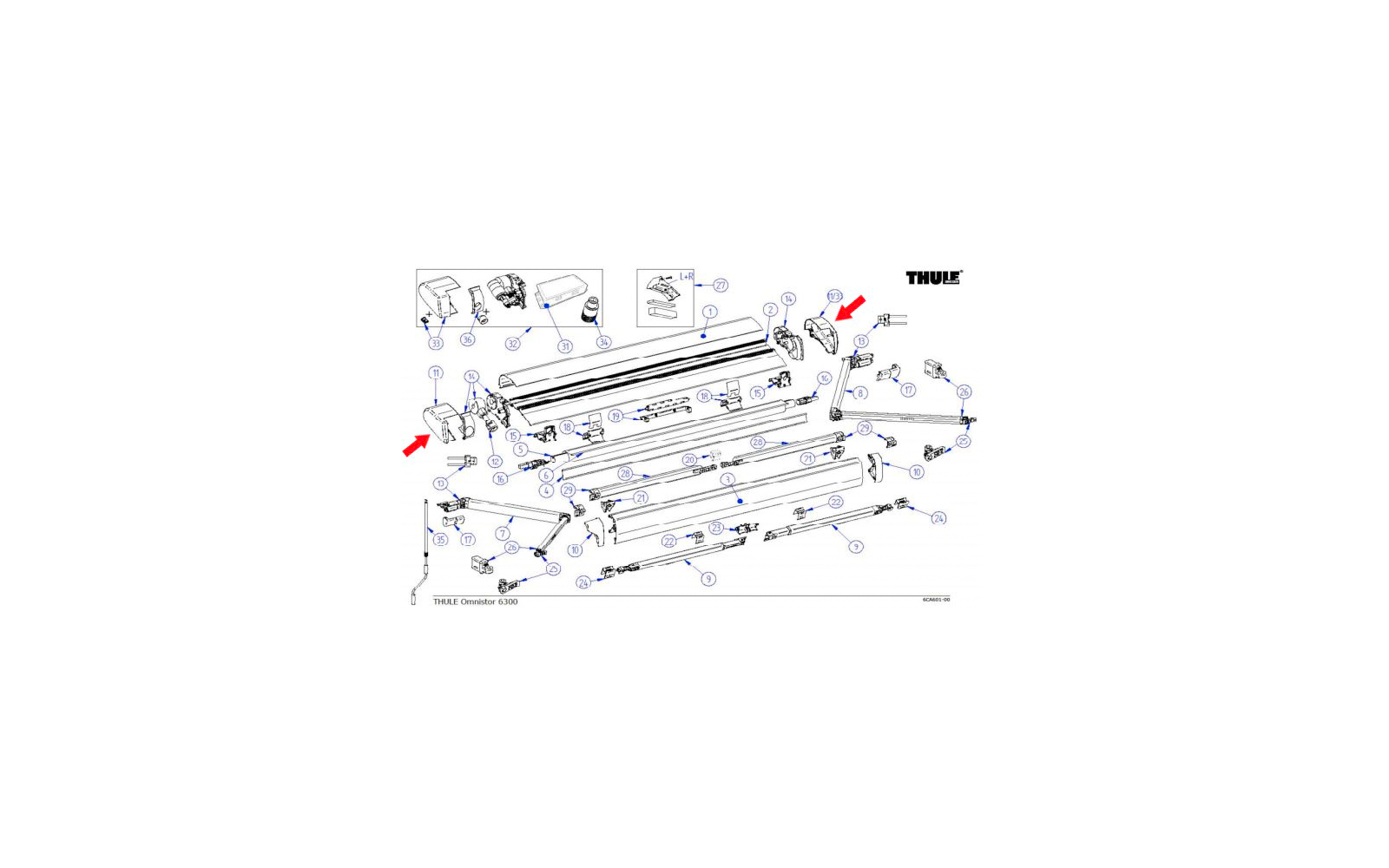 Thule Endkappen-Satz Für Omnistor 6300 (LH+RH)
