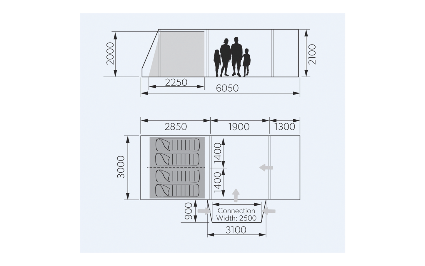  Dometic Rarotonga DA FTT 401 AIR TC Aufblasbares Driveaway Vorzelt 3 M Für 4 Personen