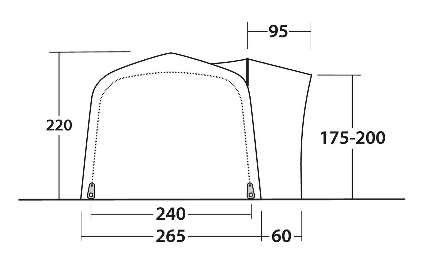  Outwell Crossville 250SA Aufblasbares Busvorzelt Für Campingbusse Grau