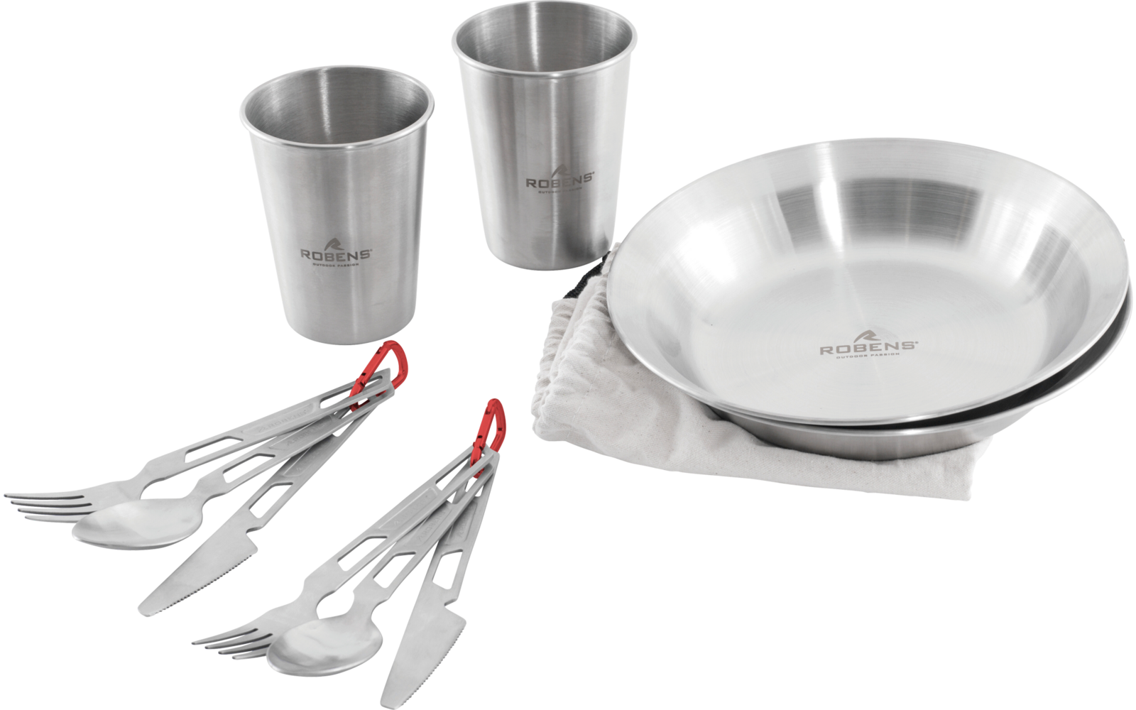  Robens Sierra Steel Meal Set Geschirr-Set 10 Teilig Mit Tellern / Bechern / Besteck