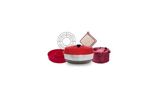  Omnia Campingbackofen Set 5-teilig Inkl. Silikonbackform, Aufbackgitter, Transporttasche & Topflappen